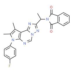 ChemSpider 2D Image | 2-{1-[7-(4-Fluorophenyl)-8,9-dimethyl-7H-pyrrolo[3,2-e][1,2,4]triazolo[1,5-c]pyrimidin-2-yl]ethyl}-1H-isoindole-1,3(2H)-dione | C25H19FN6O2