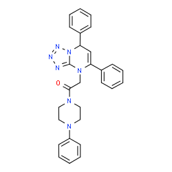 ChemSpider 2D Image | 2-(5,7-Diphenyltetrazolo[1,5-a]pyrimidin-4(7H)-yl)-1-(4-phenyl-1-piperazinyl)ethanone | C28H27N7O