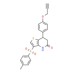 ChemSpider 2D Image | 3-[(4-Methylphenyl)sulfonyl]-7-[4-(2-propyn-1-yloxy)phenyl]-6,7-dihydrothieno[3,2-b]pyridin-5(4H)-one | C23H19NO4S2