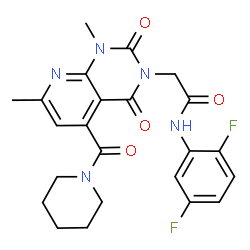 ChemSpider 2D Image | N-(2,5-Difluorophenyl)-2-[1,7-dimethyl-2,4-dioxo-5-(1-piperidinylcarbonyl)-1,4-dihydropyrido[2,3-d]pyrimidin-3(2H)-yl]acetamide | C23H23F2N5O4