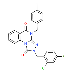 ChemSpider 2D Image | 2-(2-Chloro-4-fluorobenzyl)-4-(4-methylbenzyl)-2,4-dihydro[1,2,4]triazolo[4,3-a]quinazoline-1,5-dione | C24H18ClFN4O2