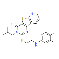 ChemSpider 2D Image | N-(3,4-Difluorophenyl)-2-[(3-isobutyl-4-oxo-3,4-dihydropyrido[3',2':4,5]thieno[3,2-d]pyrimidin-2-yl)sulfanyl]acetamide | C21H18F2N4O2S2