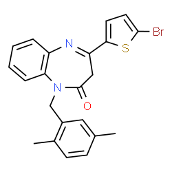 ChemSpider 2D Image | 4-(5-Bromo-2-thienyl)-1-(2,5-dimethylbenzyl)-1,3-dihydro-2H-1,5-benzodiazepin-2-one | C22H19BrN2OS