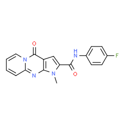 ChemSpider 2D Image | N-(4-Fluorophenyl)-1-methyl-4-oxo-1,4-dihydropyrido[1,2-a]pyrrolo[2,3-d]pyrimidine-2-carboxamide | C18H13FN4O2