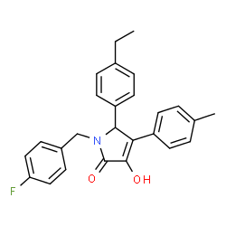 ChemSpider 2D Image | 5-(4-Ethylphenyl)-1-(4-fluorobenzyl)-3-hydroxy-4-(4-methylphenyl)-1,5-dihydro-2H-pyrrol-2-one | C26H24FNO2