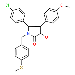 ChemSpider 2D Image | 5-(4-Chlorophenyl)-3-hydroxy-4-(4-methoxyphenyl)-1-[4-(methylsulfanyl)benzyl]-1,5-dihydro-2H-pyrrol-2-one | C25H22ClNO3S