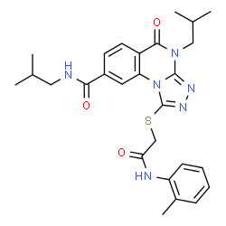 ChemSpider 2D Image | N,4-Diisobutyl-1-({2-[(2-methylphenyl)amino]-2-oxoethyl}sulfanyl)-5-oxo-4,5-dihydro[1,2,4]triazolo[4,3-a]quinazoline-8-carboxamide | C27H32N6O3S