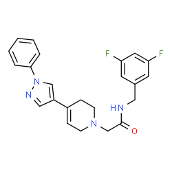 ChemSpider 2D Image | N-(3,5-Difluorobenzyl)-2-[4-(1-phenyl-1H-pyrazol-4-yl)-3,6-dihydro-1(2H)-pyridinyl]acetamide | C23H22F2N4O