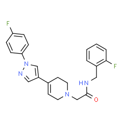 ChemSpider 2D Image | N-(2-Fluorobenzyl)-2-{4-[1-(4-fluorophenyl)-1H-pyrazol-4-yl]-3,6-dihydro-1(2H)-pyridinyl}acetamide | C23H22F2N4O