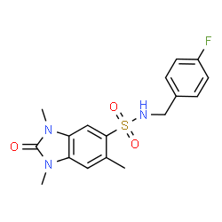 ChemSpider 2D Image | N-(4-Fluorobenzyl)-1,3,6-trimethyl-2-oxo-2,3-dihydro-1H-benzimidazole-5-sulfonamide | C17H18FN3O3S