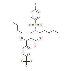 ChemSpider 2D Image | 2-({[(4-Fluorophenyl)sulfonyl](pentyl)amino}methyl)-3-(pentylamino)-3-[4-(trifluoromethyl)phenyl]propanoic acid | C27H36F4N2O4S