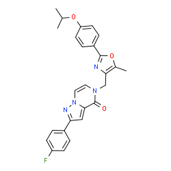 ChemSpider 2D Image | 2-(4-Fluorophenyl)-5-{[2-(4-isopropoxyphenyl)-5-methyl-1,3-oxazol-4-yl]methyl}pyrazolo[1,5-a]pyrazin-4(5H)-one | C26H23FN4O3