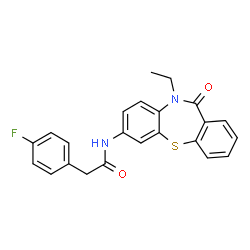 ChemSpider 2D Image | N-(10-Ethyl-11-oxo-10,11-dihydrodibenzo[b,f][1,4]thiazepin-7-yl)-2-(4-fluorophenyl)acetamide | C23H19FN2O2S