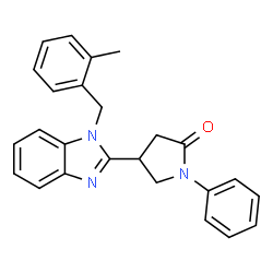 ChemSpider 2D Image | 4-[1-(2-Methylbenzyl)-1H-benzimidazol-2-yl]-1-phenyl-2-pyrrolidinone | C25H23N3O