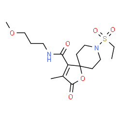 ChemSpider 2D Image | 8-(Ethylsulfonyl)-N-(3-methoxypropyl)-3-methyl-2-oxo-1-oxa-8-azaspiro[4.5]dec-3-ene-4-carboxamide | C16H26N2O6S