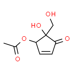 ChemSpider 2D Image | 5-Hydroxy-5-(hydroxymethyl)-4-oxo-2-cyclopenten-1-yl acetate | C8H10O5