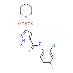 ChemSpider 2D Image | N-(2-Chloro-4-fluorophenyl)-1-methyl-4-(1-piperidinylsulfonyl)-1H-pyrrole-2-carboxamide | C17H19ClFN3O3S