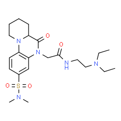 ChemSpider 2D Image | N-[2-(Diethylamino)ethyl]-2-[3-(dimethylsulfamoyl)-6-oxo-6,6a,7,8,9,10-hexahydro-5H-pyrido[1,2-a]quinoxalin-5-yl]acetamide | C22H35N5O4S