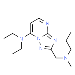 ChemSpider 2D Image | N,N-Diethyl-5-methyl-2-{[methyl(propyl)amino]methyl}[1,2,4]triazolo[1,5-a]pyrimidin-7-amine | C15H26N6