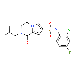 ChemSpider 2D Image | N-(2-Chloro-4-fluorophenyl)-2-isobutyl-1-oxo-1,2,3,4-tetrahydropyrrolo[1,2-a]pyrazine-7-sulfonamide | C17H19ClFN3O3S