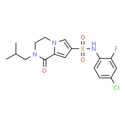 ChemSpider 2D Image | N-(4-Chloro-2-fluorophenyl)-2-isobutyl-1-oxo-1,2,3,4-tetrahydropyrrolo[1,2-a]pyrazine-7-sulfonamide | C17H19ClFN3O3S