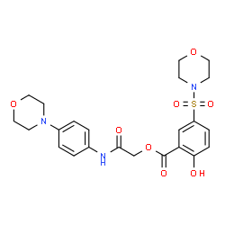 ChemSpider 2D Image | 2-{[4-(4-Morpholinyl)phenyl]amino}-2-oxoethyl 2-hydroxy-5-(4-morpholinylsulfonyl)benzoate | C23H27N3O8S