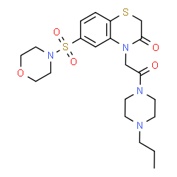 ChemSpider 2D Image | 6-(4-Morpholinylsulfonyl)-4-[2-oxo-2-(4-propyl-1-piperazinyl)ethyl]-2H-1,4-benzothiazin-3(4H)-one | C21H30N4O5S2