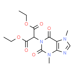 ChemSpider 2D Image | Diethyl (3,7-dimethyl-2,6-dioxo-2,3,6,7-tetrahydro-1H-purin-1-yl)malonate | C14H18N4O6