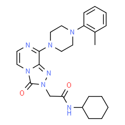 ChemSpider 2D Image | N-Cyclohexyl-2-{8-[4-(2-methylphenyl)-1-piperazinyl]-3-oxo[1,2,4]triazolo[4,3-a]pyrazin-2(3H)-yl}acetamide | C24H31N7O2