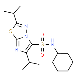 ChemSpider 2D Image | N-Cyclohexyl-2,6-diisopropylimidazo[2,1-b][1,3,4]thiadiazole-5-sulfonamide | C16H26N4O2S2