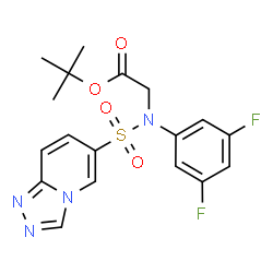 ChemSpider 2D Image | 2-Methyl-2-propanyl N-(3,5-difluorophenyl)-N-([1,2,4]triazolo[4,3-a]pyridin-6-ylsulfonyl)glycinate | C18H18F2N4O4S