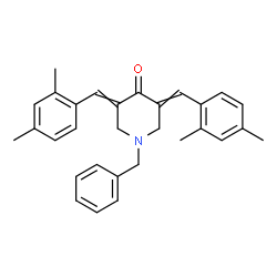 ChemSpider 2D Image | 1-Benzyl-3,5-bis(2,4-dimethylbenzylidene)-4-piperidinone | C30H31NO