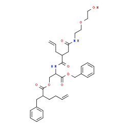 ChemSpider 2D Image | 3-(Benzyloxy)-2-{[2-(2-{[2-(2-hydroxyethoxy)ethyl]amino}-2-oxoethyl)-4-pentenoyl]amino}-3-oxopropyl 2-benzyl-5-hexenoate | C34H44N2O8