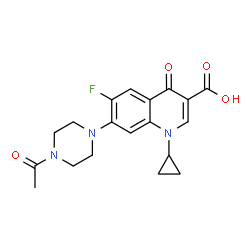 ChemSpider 2D Image | 7-(4-acetylpiperazin-1-yl)-1-cyclopropyl-6-fluoro-4-oxoquinoline-3-carboxylic acid | C19H20FN3O4