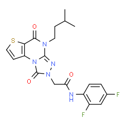 ChemSpider 2D Image | N-(2,4-Difluorophenyl)-2-[4-(3-methylbutyl)-1,5-dioxo-4,5-dihydrothieno[2,3-e][1,2,4]triazolo[4,3-a]pyrimidin-2(1H)-yl]acetamide | C20H19F2N5O3S