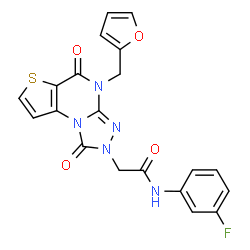 ChemSpider 2D Image | N-(3-Fluorophenyl)-2-[4-(2-furylmethyl)-1,5-dioxo-4,5-dihydrothieno[2,3-e][1,2,4]triazolo[4,3-a]pyrimidin-2(1H)-yl]acetamide | C20H14FN5O4S