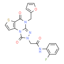ChemSpider 2D Image | N-(2-Fluorophenyl)-2-[4-(2-furylmethyl)-1,5-dioxo-4,5-dihydrothieno[2,3-e][1,2,4]triazolo[4,3-a]pyrimidin-2(1H)-yl]acetamide | C20H14FN5O4S
