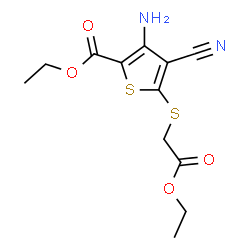 ChemSpider 2D Image | Ethyl 3-amino-4-cyano-5-[(2-ethoxy-2-oxoethyl)sulfanyl]-2-thiophenecarboxylate | C12H14N2O4S2
