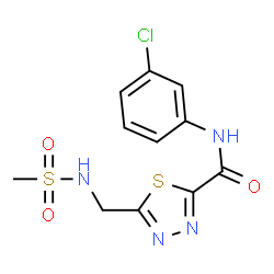 ChemSpider 2D Image | N-(3-Chlorophenyl)-5-{[(methylsulfonyl)amino]methyl}-1,3,4-thiadiazole-2-carboxamide | C11H11ClN4O3S2