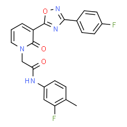 ChemSpider 2D Image | N-(3-Fluoro-4-methylphenyl)-2-{3-[3-(4-fluorophenyl)-1,2,4-oxadiazol-5-yl]-2-oxo-1(2H)-pyridinyl}acetamide | C22H16F2N4O3