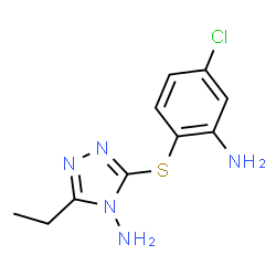 ChemSpider 2D Image | 3-[(2-Amino-4-chlorophenyl)sulfanyl]-5-ethyl-4H-1,2,4-triazol-4-amine | C10H12ClN5S