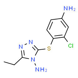 ChemSpider 2D Image | 3-[(4-Amino-2-chlorophenyl)sulfanyl]-5-ethyl-4H-1,2,4-triazol-4-amine | C10H12ClN5S