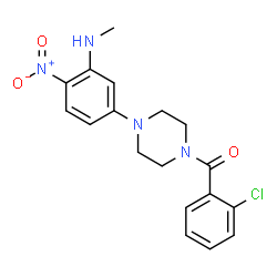 ChemSpider 2D Image | (2-Chlorophenyl){4-[3-(methylamino)-4-nitrophenyl]-1-piperazinyl}methanone | C18H19ClN4O3