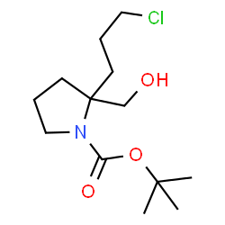 ChemSpider 2D Image | tert-butyl 2-(3-chloropropyl)-2-(hydroxymethyl)pyrrolidine-1-carboxylate | C13H24ClNO3