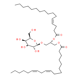 ChemSpider 2D Image | (2S)-3-(beta-D-Galactopyranosyloxy)-2-[(4Z)-4-hexadecenoyloxy]propyl (9Z,12Z)-9,12-octadecadienoate | C43H76O10