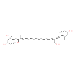 ChemSpider 2D Image | (6E)-3,3',5,19'-Tetrahydroxy-7',8'-didehydro-5,8-dihydro-beta,beta-caroten-8-one | C40H54O5