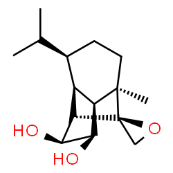 ChemSpider 2D Image | (1'S,2S,2'S,3'R,6'R,8'S,9'S,10'R)-3'-Isopropyl-6'-methylspiro[oxirane-2,7'-tricyclo[4.4.0.0~2,8~]decane]-9',10'-diol | C15H24O3