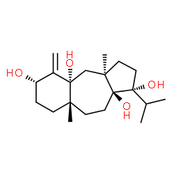 ChemSpider 2D Image | (1R,3aR,4aR,6S,8aS,10aS)-1-Isopropyl-3a,8a-dimethyl-5-methylenedecahydrobenzo[f]azulene-1,4a,6,10a(1H,5H)-tetrol | C20H34O4