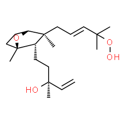 ChemSpider 2D Image | (3S)-5-{(1S,2S,3S,4R)-3-[(2E)-4-Hydroperoxy-4-methyl-2-penten-1-yl]-1,3-dimethyl-7-oxabicyclo[2.2.1]hept-2-yl}-3-methyl-1-penten-3-ol | C20H34O4