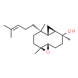 ChemSpider 2D Image | (1R,2S,5S,7S,10S,11R)-2,7,10-Trimethyl-10-(4-methyl-3-penten-1-yl)-6-oxatricyclo[9.1.0.0~5,7~]dodecan-2-ol | C20H34O2